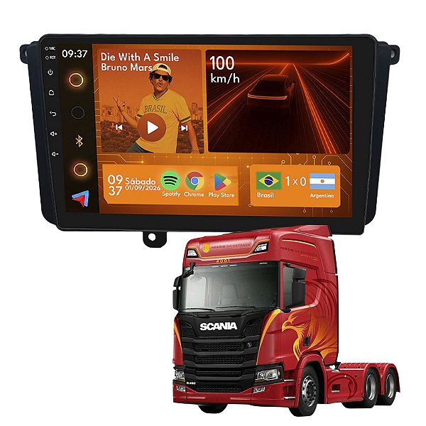Kit Multimídia Android 9p 2GB+64GB Scania NTG Android Auto