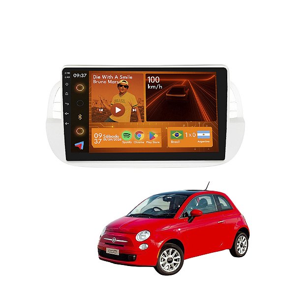 Kit Multimídia Android 2GB+64GB 9p Fiat 500 2010-2017 Maps