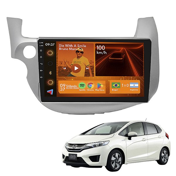 Kit Multimídia Android 2GB+64GB 9p Fit 2009-2014 Carplay GPS