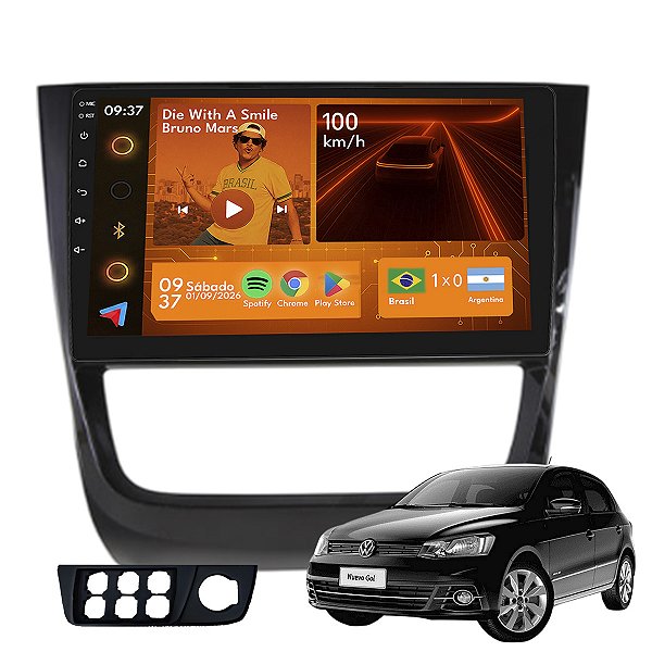Kit Multimídia Android 2GB/64GB 9p Gol G6 2012-2016 Carplay