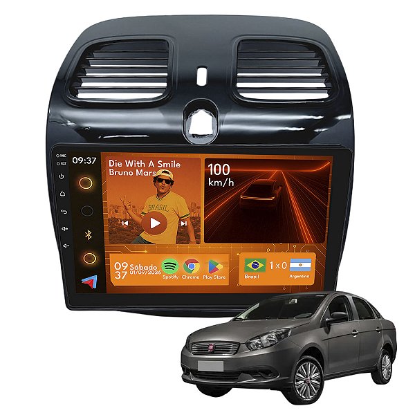 Kit Multimídia Android 2GB+64GB 9p Grand Siena 2013-2021 GPS