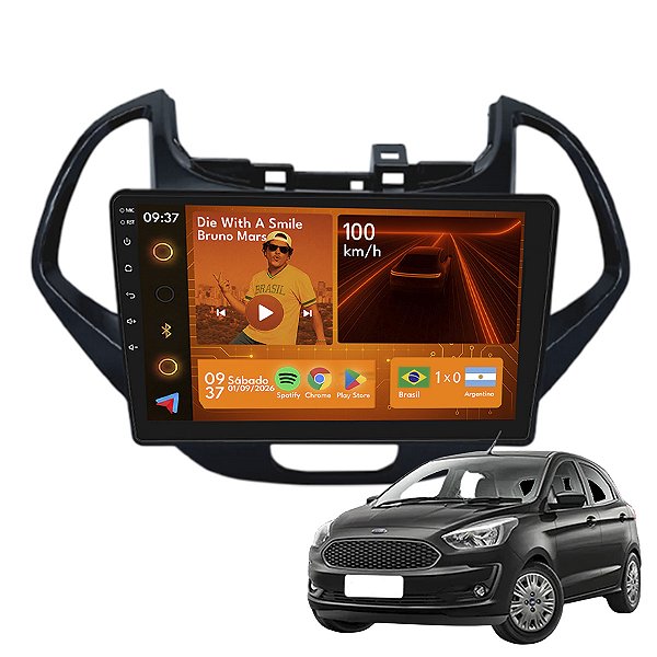 Kit Multimídia Android 2GB/64GB 9p Ford Ka 2019/2021