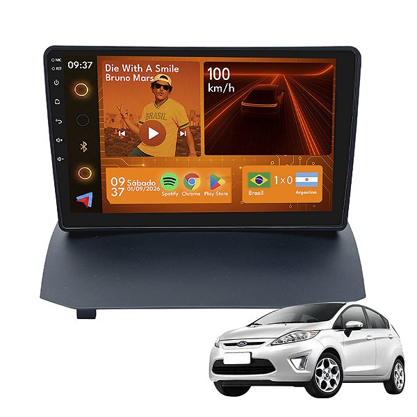 Kit Multimídia Android 2GB+64GB 9p Fiesta 2010-2013 GPS