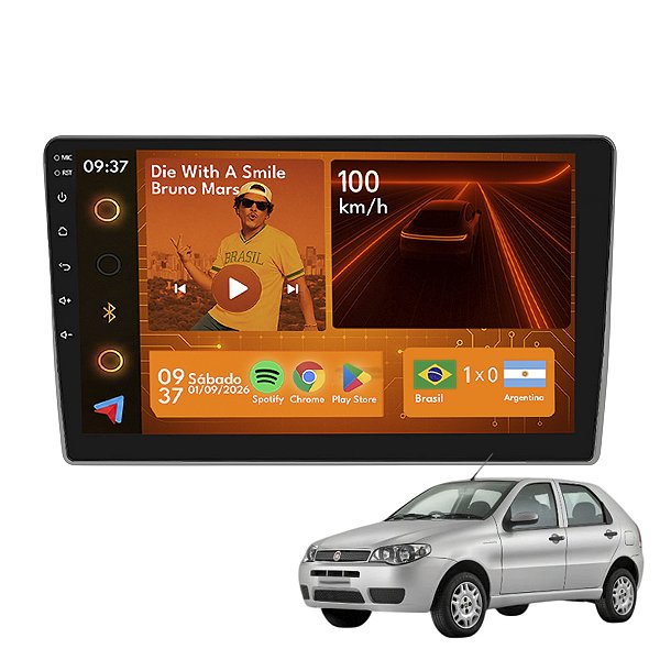 Kit Multimídia Android 2GB+64GB 9p Palio 2001-2013 Bluetooth