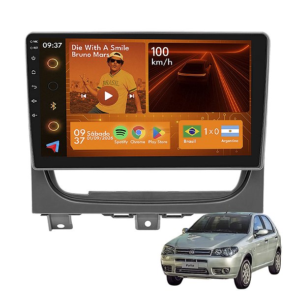 Kit Multimídia Android 2GB+64GB 9p Palio Economy 2012-2020