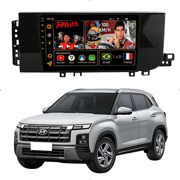 Kit Multimidia Android 6+128GB 9p Creta 2025-2026 Gps