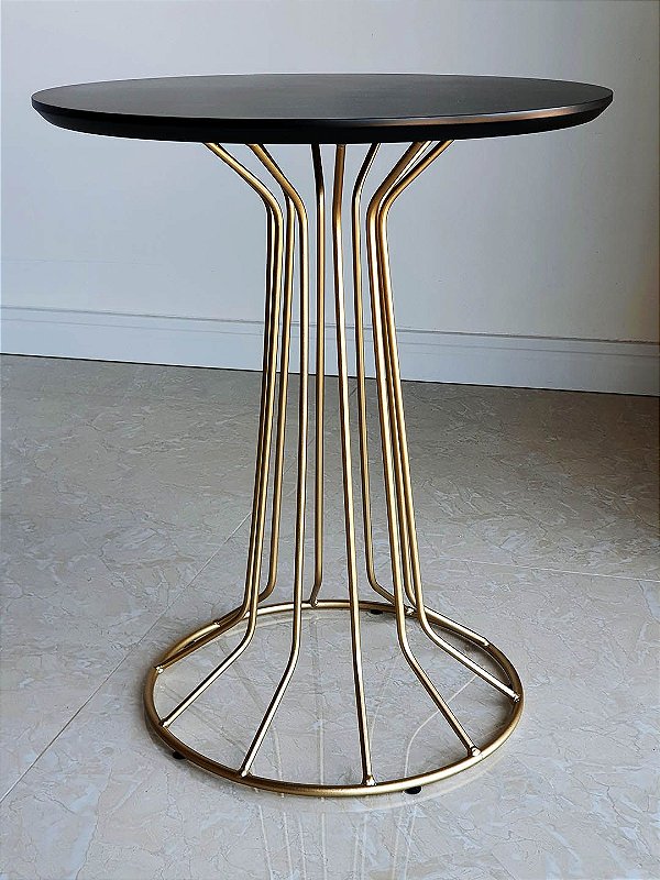 Mesa Lateral Baixa SINGAPURA Dourada Preto Laqueado