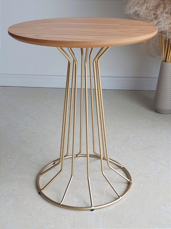 Mesa de Canto para Sala Baixa SINGAPURA Dourada Madeira Cinamomo Natural