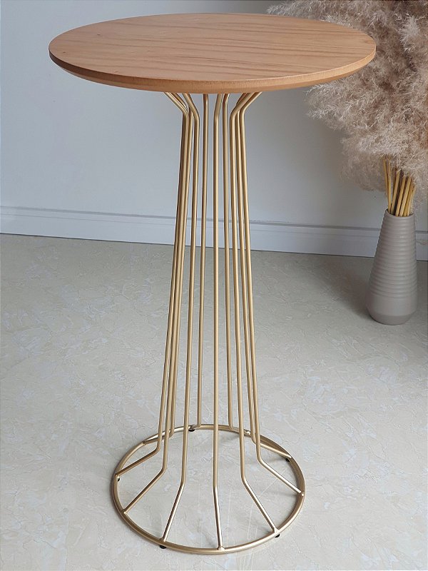 Mesa Cabeceira Lateral 70 cm SINGAPURA Dourada Madeira Cinamomo Natural