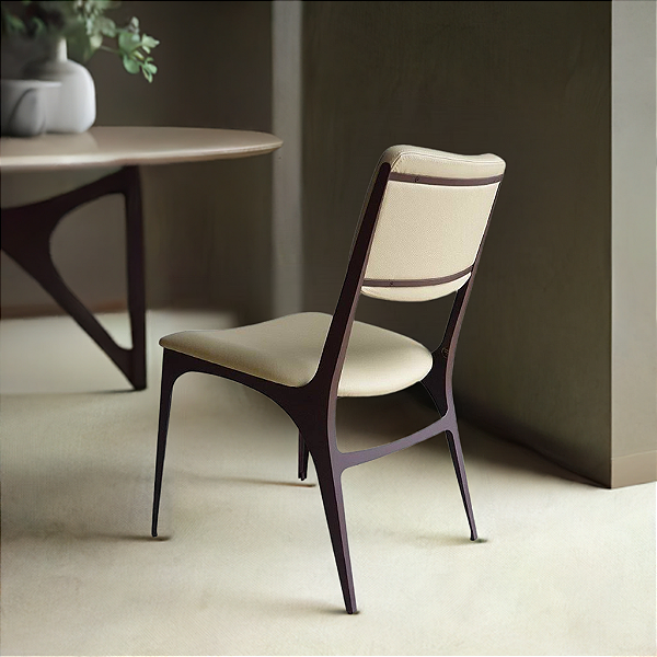 Kit 2 Cadeiras de Jantar Design Industrial em Aço IRIDIUM Marrom Corten e Couro Sherwood Ivory
