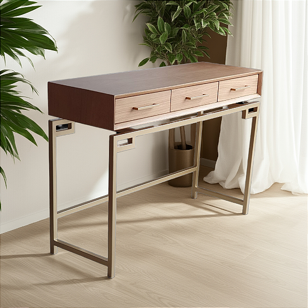 Aparador e Escrivaninha ALVA 3G Madeira Tauari  120 x 40 x 83 cm Dourada