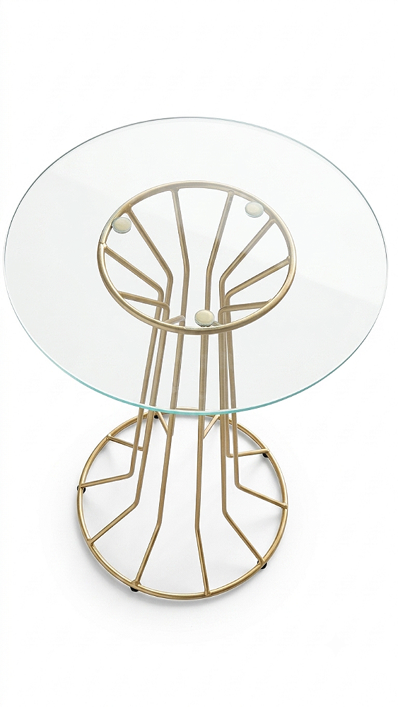 Mesa Lateral Singapura Dourado Fosco 40x58 cm Tampo Vidro Transparente