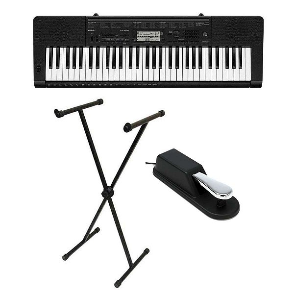 Kit Teclado Musical Casio Ctk3500 Midi/usb Aplicativo Chordana + Suporte X + Pedal Sustain + Fonte + Suporte