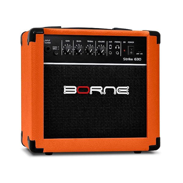 Caixa Amplificada Cubo Para Guitarra Borne Strike G30 Laranja - 15w Rms - Bivolt