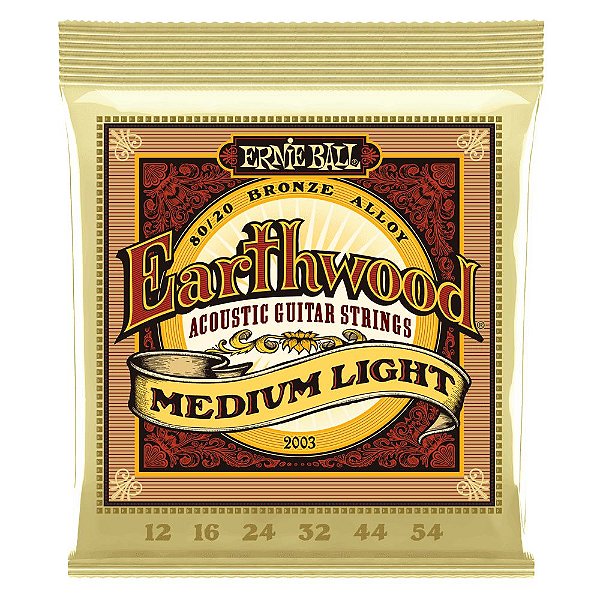 Corda de Violão Ernie Ball EarthWood Medium Light 80/20 Bronze Alloy