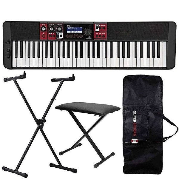 Teclado Musical CASIOTONE CT-S1000V Preto - 61 Teclas + Suporte em X + Banqueta + Capa