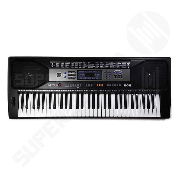 Teclado Musical Spring TC 361 61 Teclas Sensitivas + Fonte + Suporte Partituras