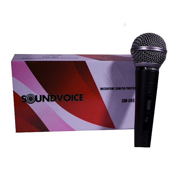 Microfone Dinâmico Soundvoice SM58 com Chave ON/OFF + Cabo