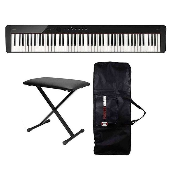 Piano Digital Casio Privia PX-S1100 Preto 88 Teclas + Banqueta + Capa