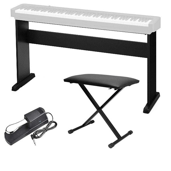 Kit para Piano - Estante Casio CS-46 + Pedal Sustain + Banqueta em X