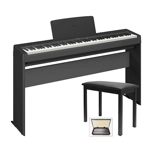 Piano Digital Yamaha P-145  - 88 Teclas GHC Toque Realista + Estante L-100 Yamaha + Banqueta