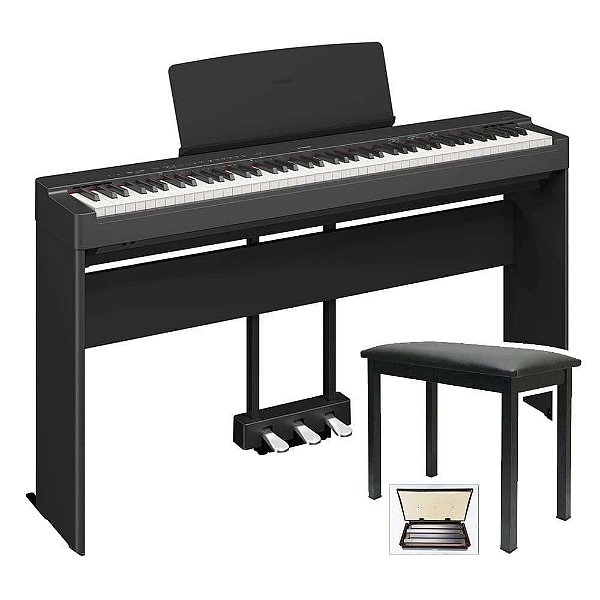 Piano Digital Yamaha P-225 - 88 Teclas GHC Toque Realista + Estante + Pedal Triplo + Banqueta