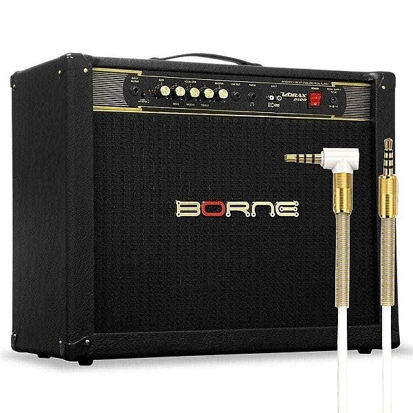 Cubo Amplificador para Guitarra Vorax 2100 Borne Preto 100W RMS + Cabo P2xP2