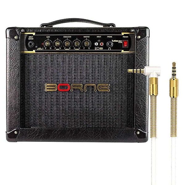 Cubo Amplificador para Guitarra Borne Vorax 630 Preto 25W RMS + Cabo P2xP2