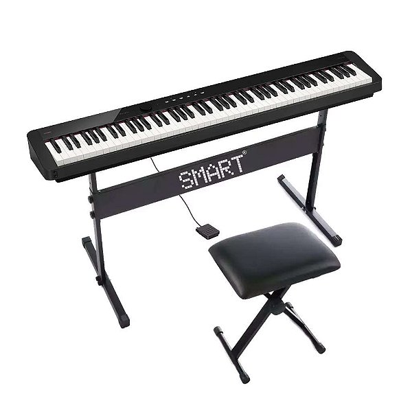 Piano Digital Casio Privia PX-S1100 Preto + Banqueta em X + Suporte em Z