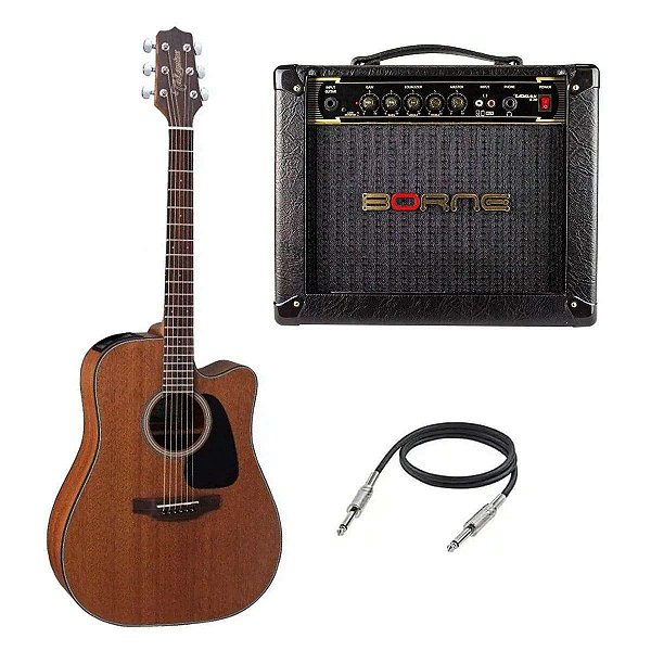 Kit Violão Elétrico Takamine GD11 Aço Folk + Cubo Amplificador Borne Vorax 630 25W Rms + Cabo