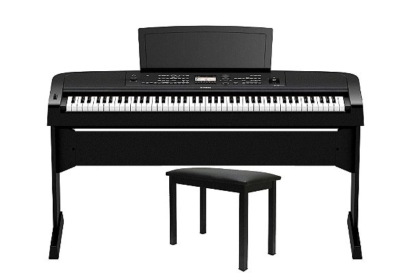 Kit Piano Digital Yamaha DGX-670 Preto com Estante L-300 + Banqueta