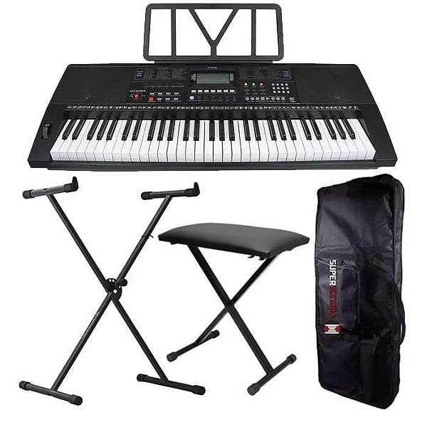 Teclado Musical KeyPower KP-500 + Suporte + Capa + Banqueta