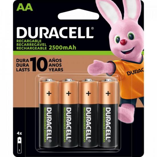 Pilha DURACELL Recarregável AA 2500-mAh (Cartela c/4 pilhas)