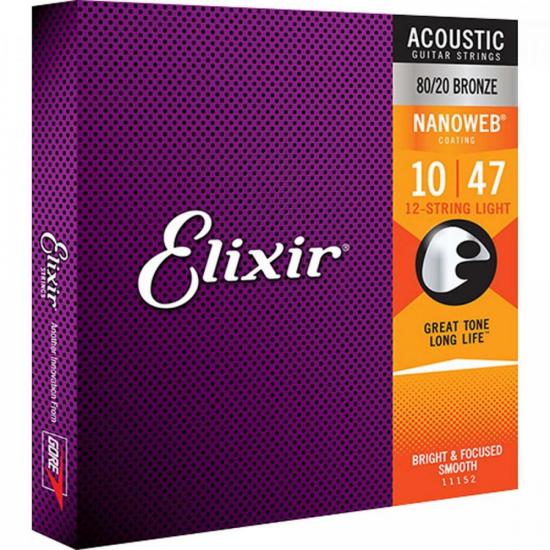 Corda para Violão Elixir 12 Cordas .010 NANOWEB 11152 Light