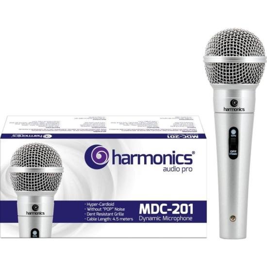 Microfone Dinâmico MDC201 com Cabo 4,5 metros HARMONICS