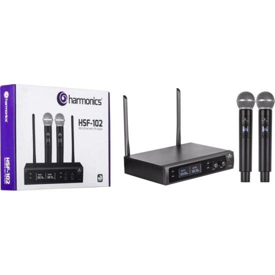 Microfone sem Fio de Mão Duplo UHF HSF-102 HARMONICS