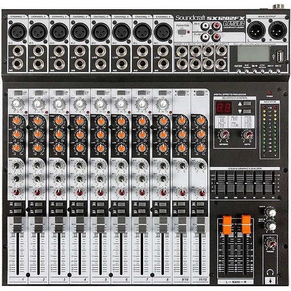 Mesa De Som Soundcraft SX1202FX USB - 12 Canais