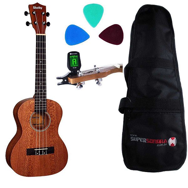 Kit Ukulele Tenor SU25M Shelby + Capa + Afinador + Palhetas