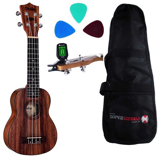 Kit Ukulele Soprano SU21T Shelby + Capa + Afinador + Palhetas
