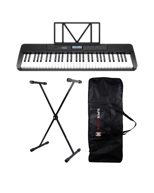 Teclado Musical Waldman WTS-300 Teclas Sensitivas + Capa Teclado + Suporte em X