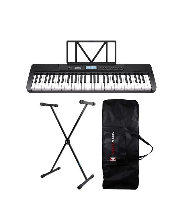 Teclado Musical Waldman WTS-300 Teclas Sensitivas + Capa Teclado + Suporte em X