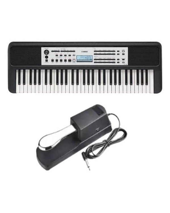 Kit Teclado Yamaha YPT-380 Portátil Preto + Pedal Sustein