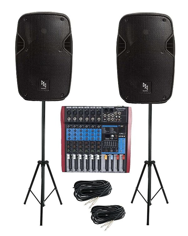 Kit Caixa de Som Ativa MK-8A 200W RMS Bluetooth Makpro