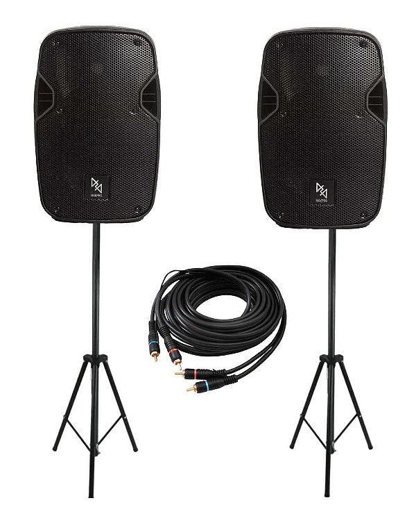 Kit Caixa de Som Ativa MK-8A Makpro 200W RMS + Tripe + Cabo