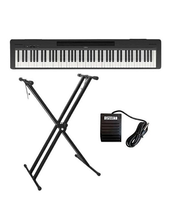 Piano Digital Yamaha P-145 Bluetooth - 88 Teclas GHC Toque Realista + Suporte em X + Pedal Sustein
