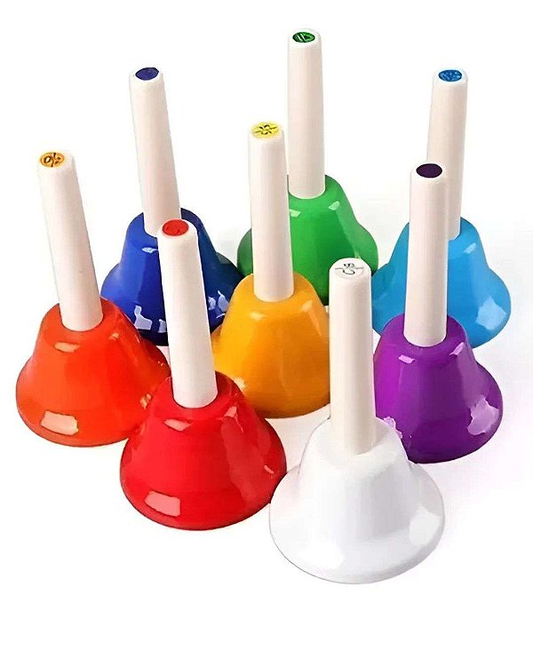 Sinos Coloridos de Mão Infantil - 8 Tons