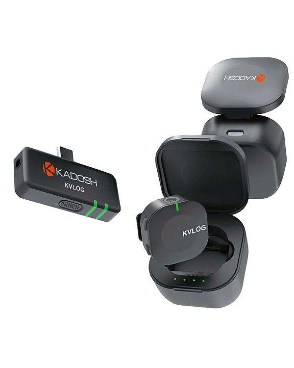 Microfone de Lapela sem Fio Kadosh Duplo KVLOG2 Preto
