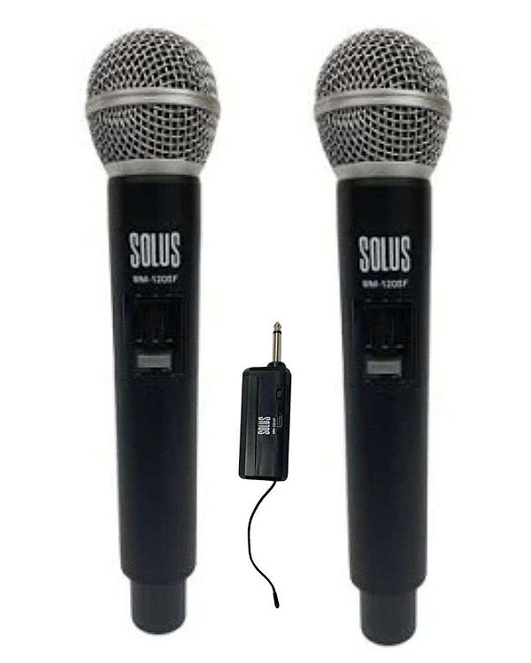 Microfone Sem Fio Duplo Solus MM120D preto