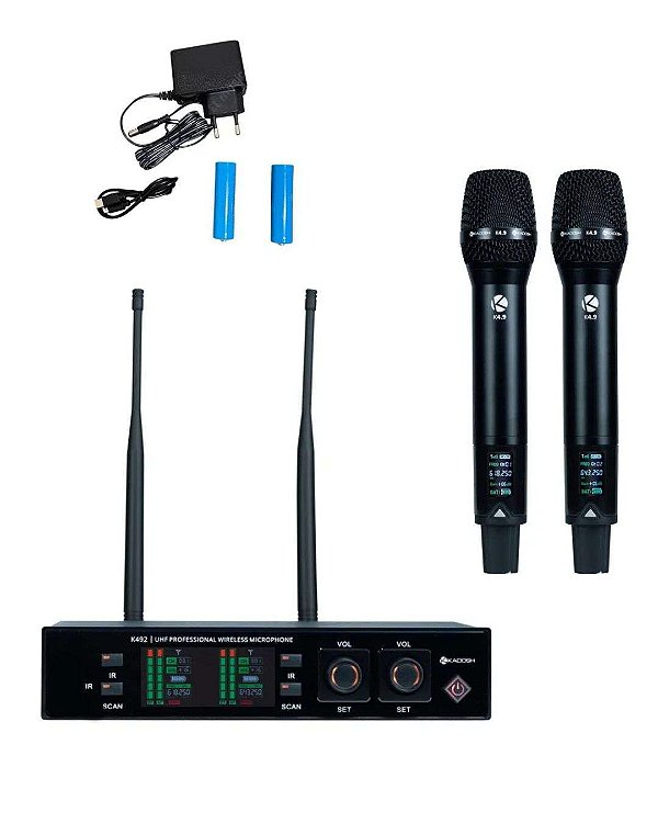 Microfone sem Fio Profissional Duplo Kadosh K-492MR