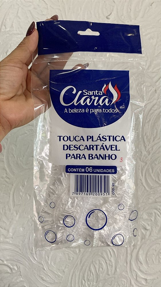 TOUCA PLASTICA DESCARTAVEL transparente c/ 6 - SANTA CLARA